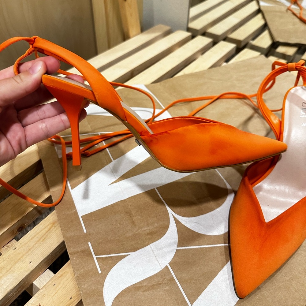 ZARA LACE UP SLINGBACK HEELS - Picture 9 of 10